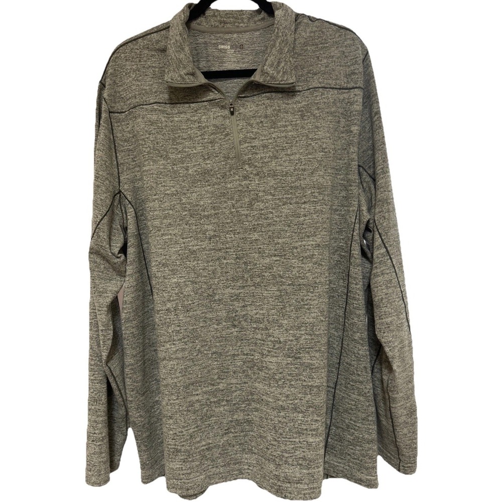 Swiss Tech Mens Designer Long Sleeve 1/4 Zip Gray Pullover‎ Sweater 2 XL